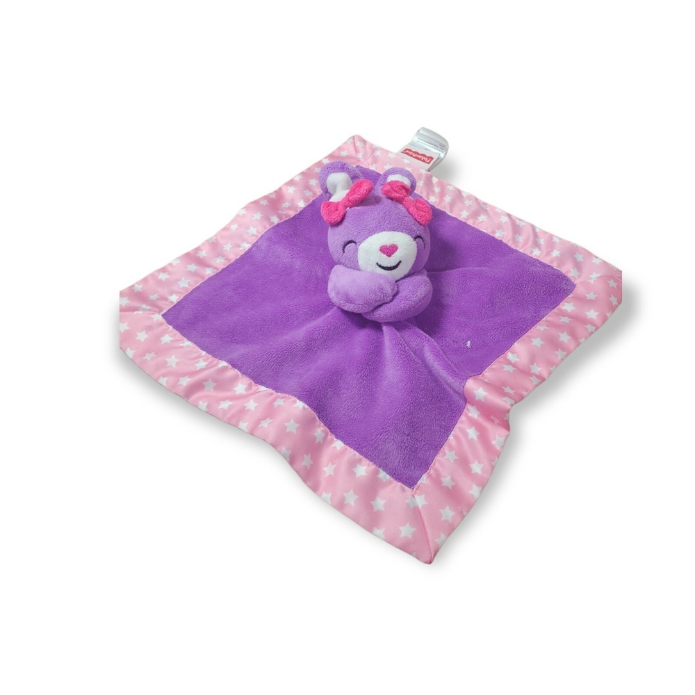 Fisher Price Baby Lovey Plush Bunny Rabbit‎ Purple Pink Stars Satin